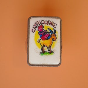 Capricorn Zodiac Vintage Enamel Lapel Pin