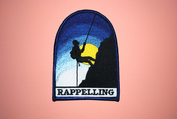 Rappelling Mountain Climber Rock Climb Patch - Gem