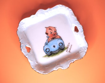 Kewpie Car Hand Painted Plate SIGNED