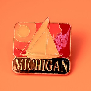 Michigan Sail Boat Enamel Lapel Pin
