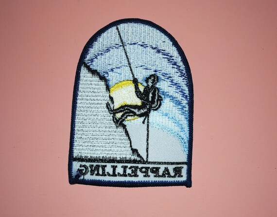 Rappelling Mountain Climber Rock Climb Patch - Gem