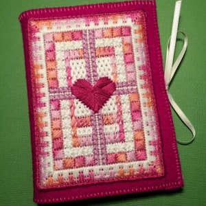 Canvaswork Embroidered Needlecase Pattern - Braided Heart - INSTANT DOWNLOAD