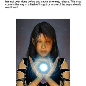 May include: Digital illustration of a person with long black hair, holding a glowing blue orb between their hands. The person is wearing a dark outfit with intricate details. The background is a starry night sky.