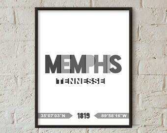Memphis Map Art Memphis Art Print Memphis Neighborhood Map