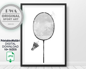 PERSONALISED Badminton Player Word Art Wall Print Gift Idea Male Sport Game Play