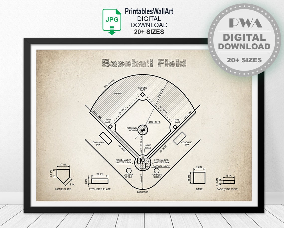Baseball Field Print Digital Download Baseball Field | Etsy
