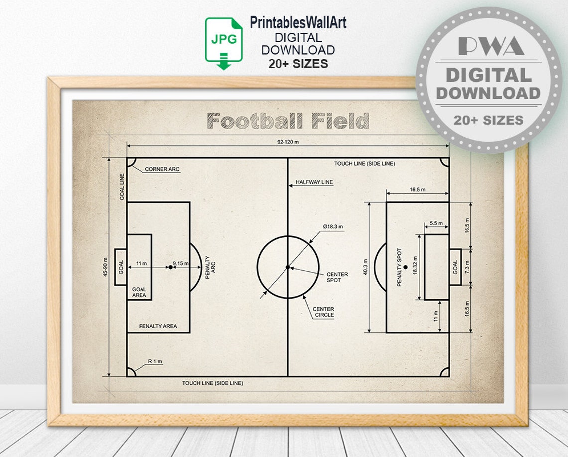 Football Field Print Digital Download Soccer Pitch Diagram Etsy