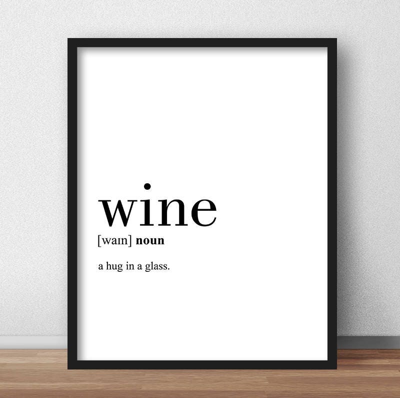 Wine Definition Print Wine Printable Kitchen Decor Kitchen Etsy
