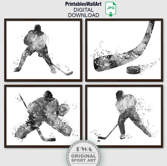 Ice Hockey Print Digital Download Set 4 Hockey Printable Ice | Etsy