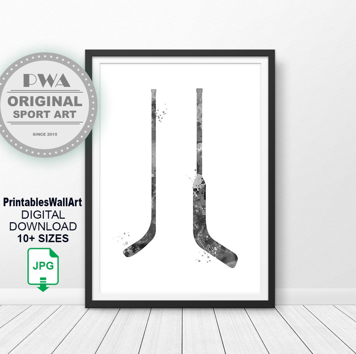 Ice Hockey Stick Print Digital Download Hockey Player Gift Etsy