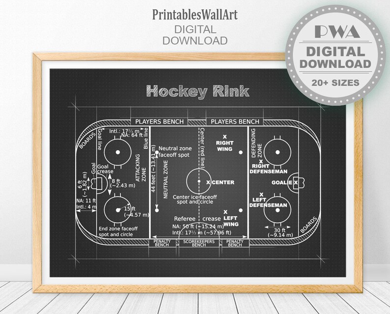 Ice Hockey Rink Printable Ice Hockey Rink Print Digital Etsy