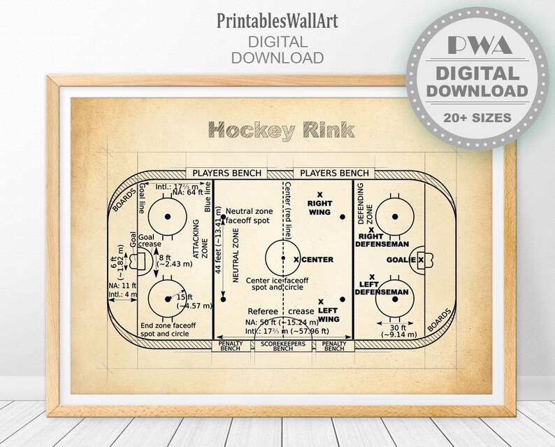 Ice Hockey Rink Print Digital Download Ice Hockey Rink Etsy
