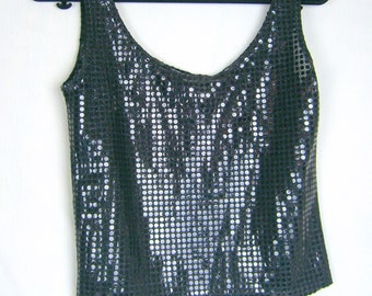 Sequined Tank Top Dressy Holiday Sostanza Black Size S/M