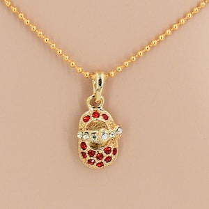 Baby Shoe Necklace Gold Plated, with Crystals Charm Pendant 16&quot; - 19&quot; Adjustable CC01A
