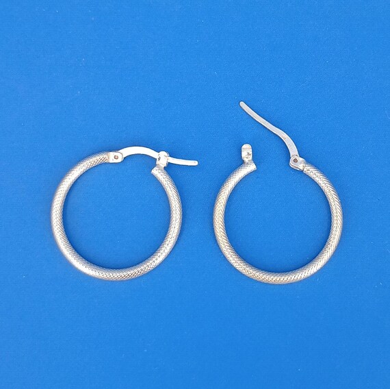 Earrings Hoops Sterling Silver .925 Patterned 25mm Hinge Close Italy