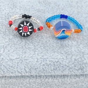 Seed Beads Fimo Ring Sun or Wave Choose Your Finger Ring Vintage New