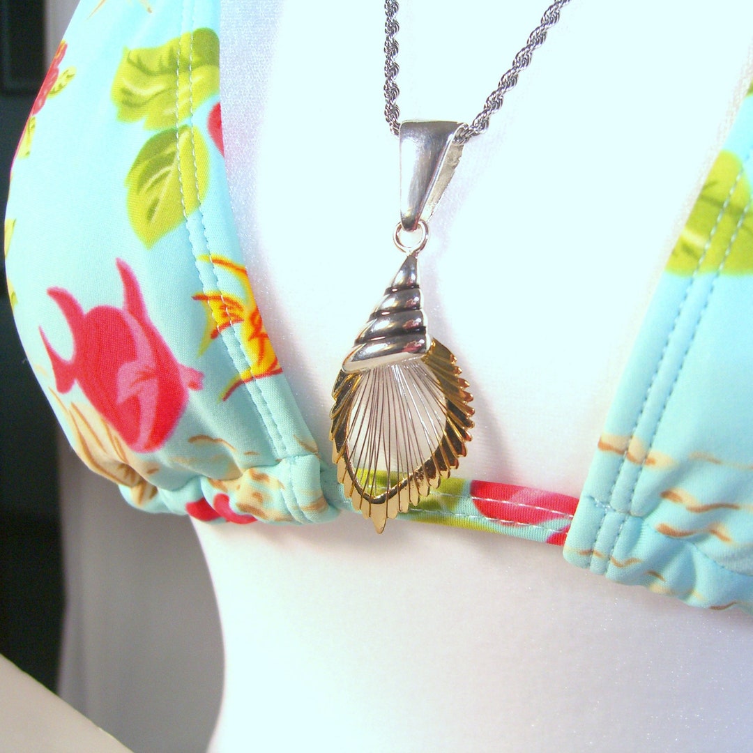 Wire Sea Shell Pendant, Silver Gold Epoxy Color Finish Gold or Silver ...