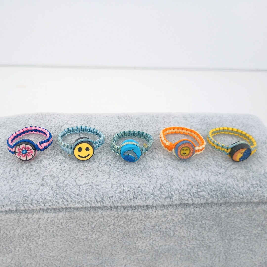 Macrame Fimo Ring Choose Your Finger Ring Vintage New - Etsy