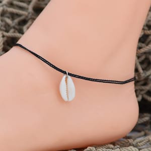 Cowrie Shell Double String Ankle Bracelet Adjustable Slide Cord Anklet Sea Life Beach Friendship Boho