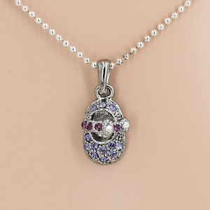 Baby Shoe Necklace Silver Plated, with Crystals Charm Pendant 16&quot; - 19&quot; Adjustable CC01D