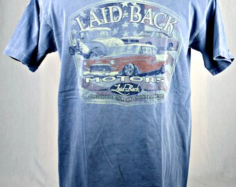 New Med T-shirt Laid Back Motors 55 Chevy, 32 5 Window Ford