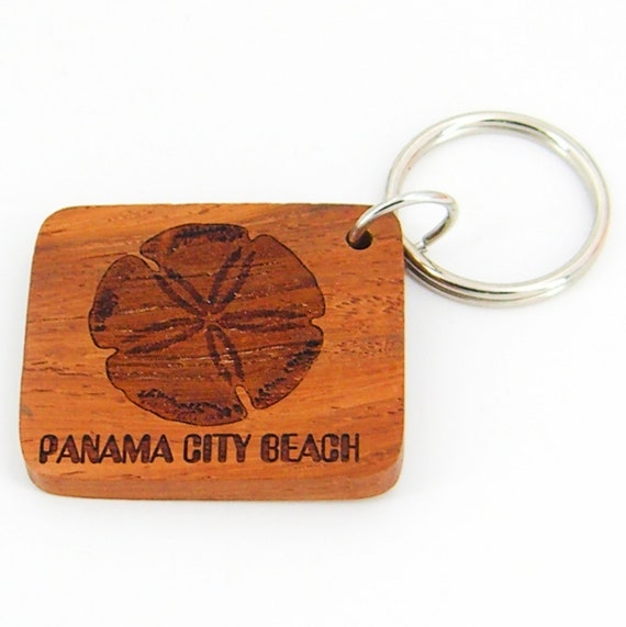 Souvenir Keychain Laser Cut Wood Panama City Beach wi… Gem