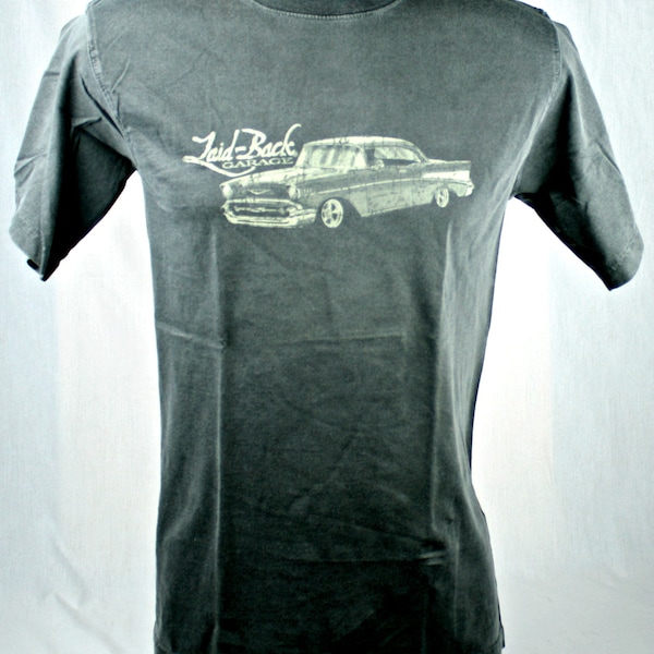 57 Chevy Chevrolet Auto T-shirt Laid Back Garage Grijs Sml Vintage Nieuw