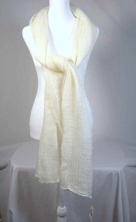 Mohair Scarf Shawl Italy Maria Brand Soft Off Whit