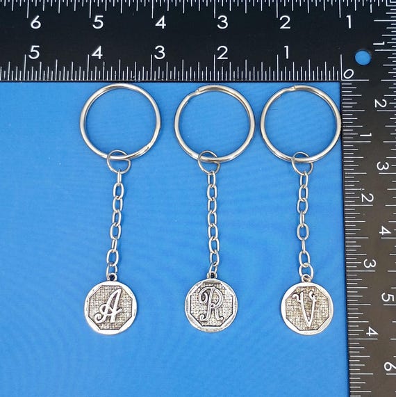 Initial Monogram Cursive Letter Keychain, Antique… - image 5