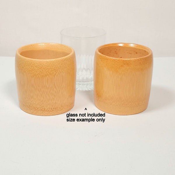 2 Bamboo Knot Drinking Cups Hand Carved for Tea, Water, Juice, Cocktail Vintage Bar Ware