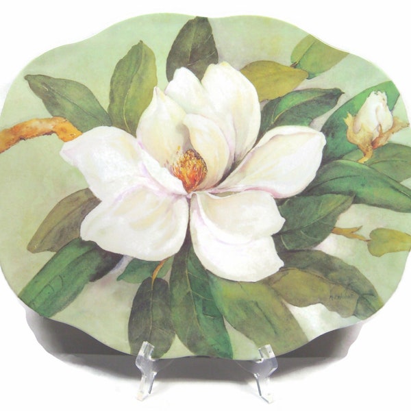 Large Magnolia Serving Platter, Charcuterie, Party Dish, Tray by Keller - Charles Melamine Vintage