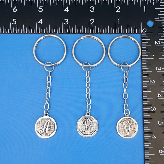 Initial Monogram Cursive Letter Keychain, Antique… - image 6