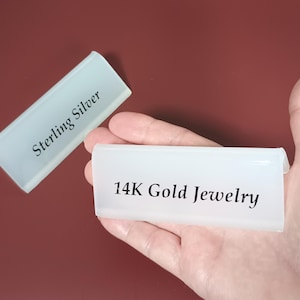 Signs Sterling Silver, 14Kt Gold Jewelry, Set of 2 for Showcase, Showroom, Counter, Trade Show, Festival, Market