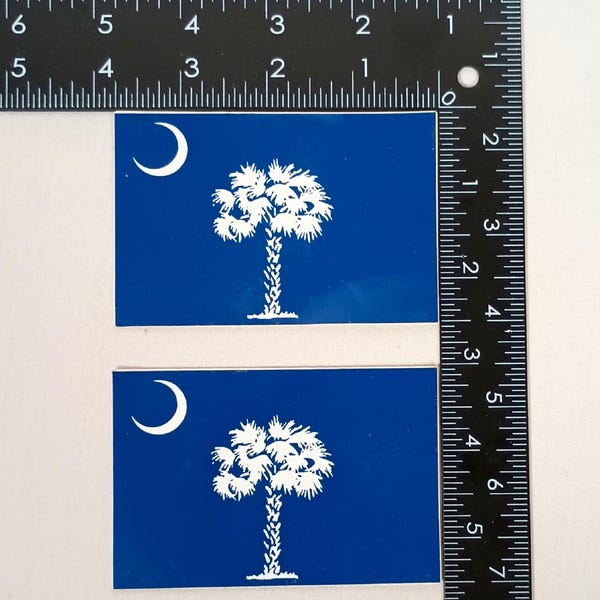2 South Carolina Palmetto Moon Stickers Decals, Palm Tree and Crescent Moon Blue Design