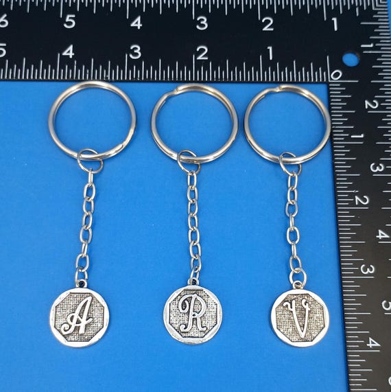 Initial Monogram Cursive Letter Keychain, Antique… - image 2