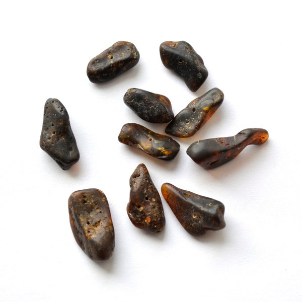 Baltic Amber Beads, with holes, Amber beads, 10 beads, beads for jewelry making, raw amber beads