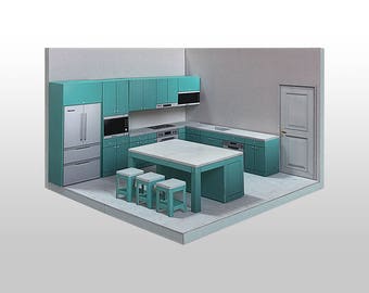 Kitchen #002 - DIY miniature Paper Craft
