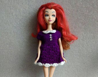 Purple Dress for Doll Crochet Dresses for Dolls Doll Clothing Dolls Clothes Custom Dress for Doll crochet Barbie dress from Loren Ver