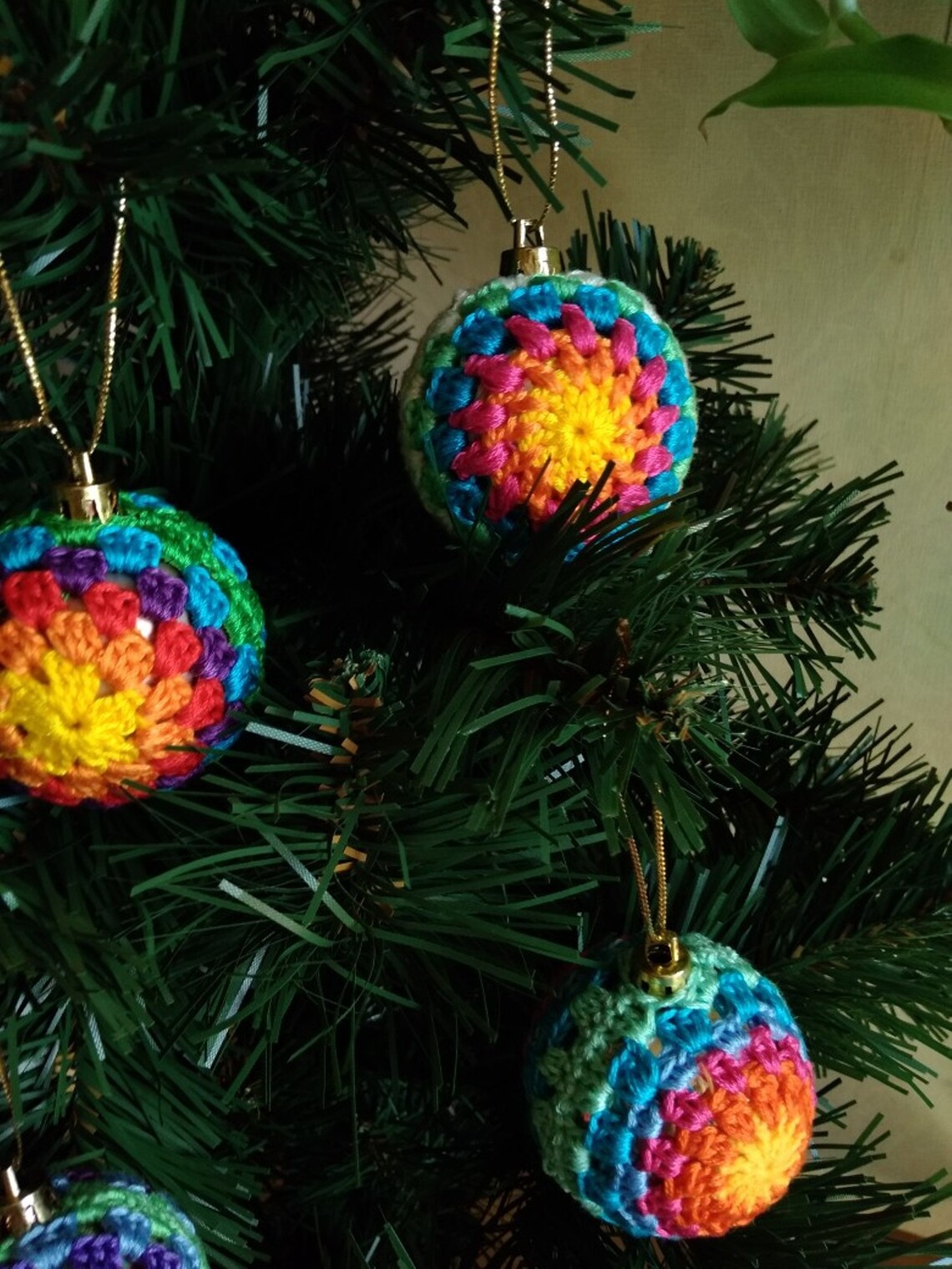Rainbow ornaments Christmas tree balls Crochet bauble Etsy