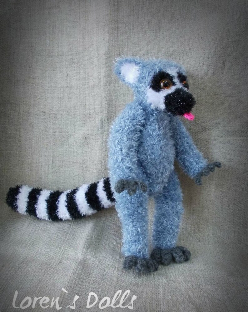 Ring-tailed Lemur Toy Lemur Stuffed animal crochet monkey Madagascar king Julian Ring-tailed Lemur Plush zoo gift MADE TO ORDER