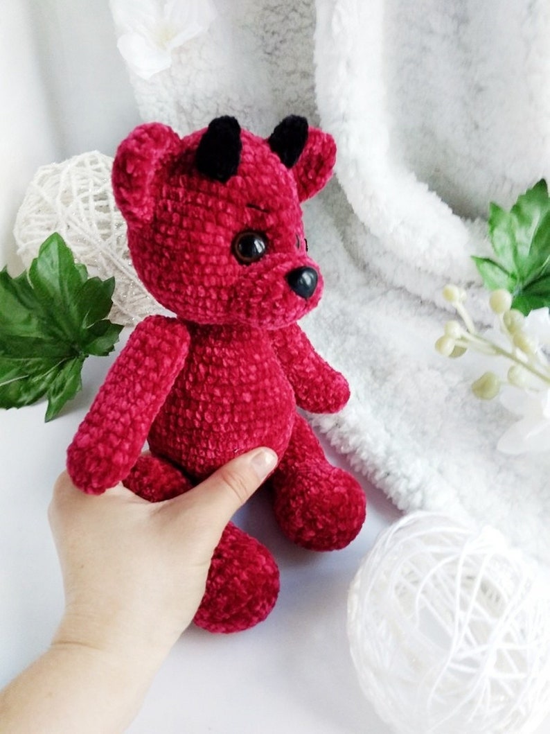 Red Devil teddy bear Cute Gift for Halloween gift idea | Etsy