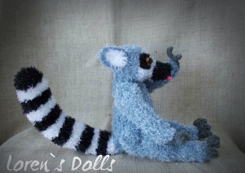 Ring-tailed Lemur Toy Lemur Stuffed animal crochet monkey Madagascar king Julian Ring-tailed Lemur Plush zoo gift MADE TO ORDER