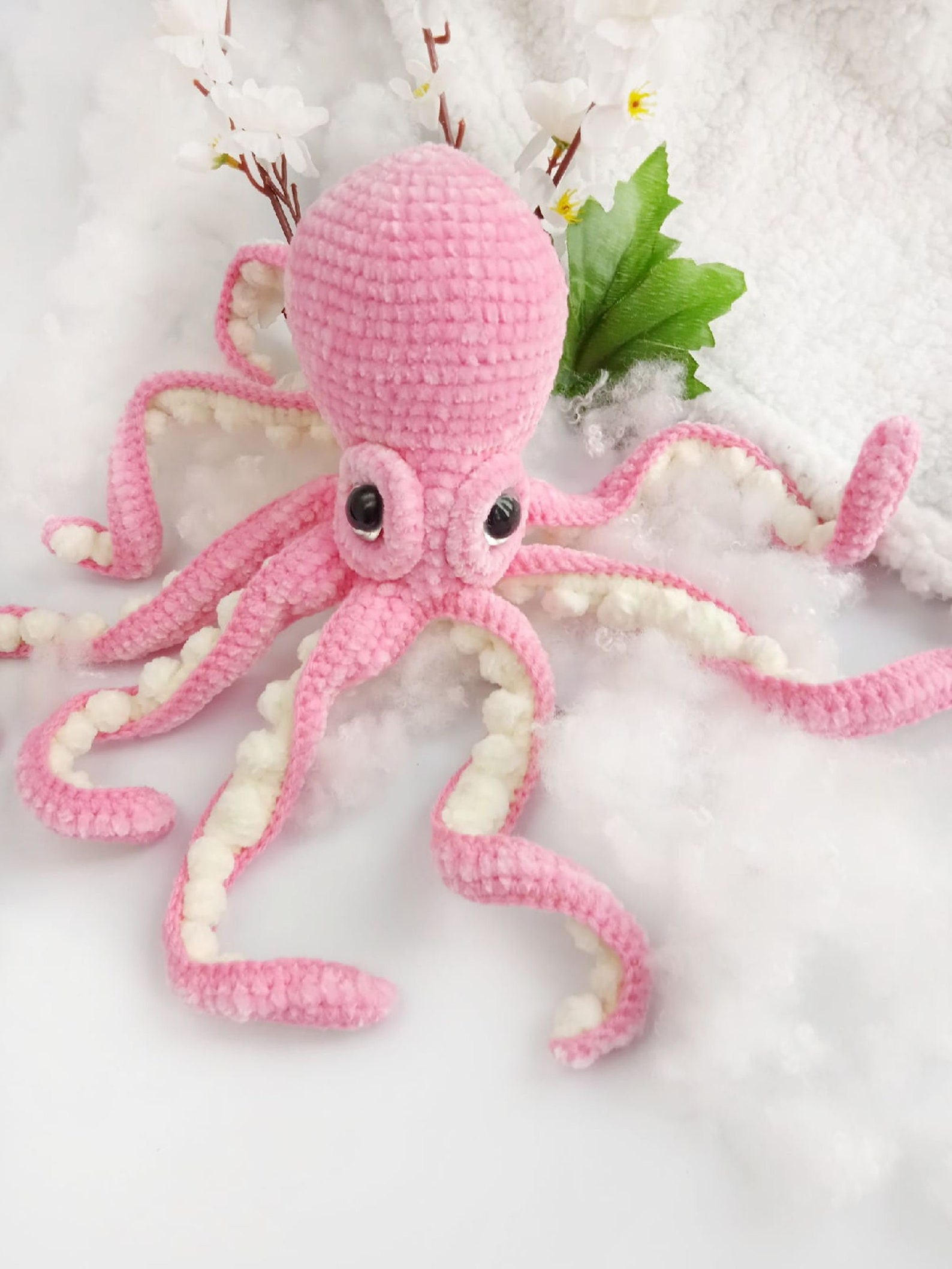 Pink plush octopus decor Kawaii plush toy Handmade crochet | Etsy