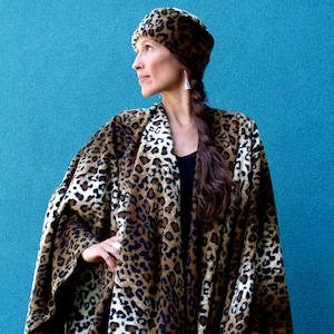 Fleece Ruana (wrap) in Cheetah print fleece, Two sizes for women, Gifts for women, Classic animal print, Washable poly fleece, easy to wear