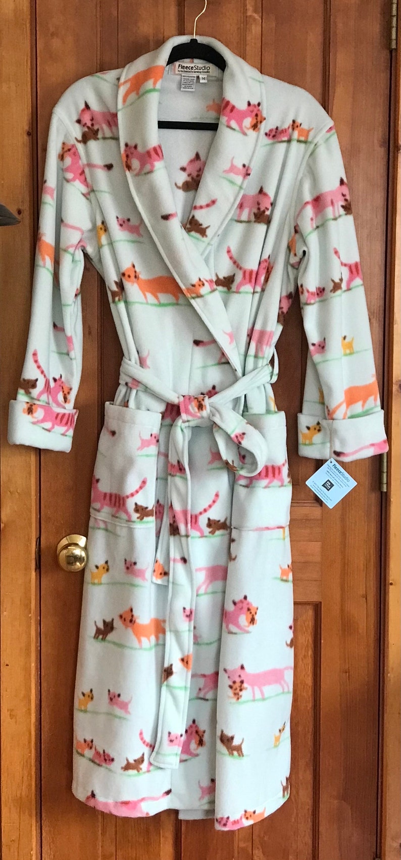 Fleece Bathrobe, Kitten Parade Print, Gifts for Cat Lovers, Long Fleece ...
