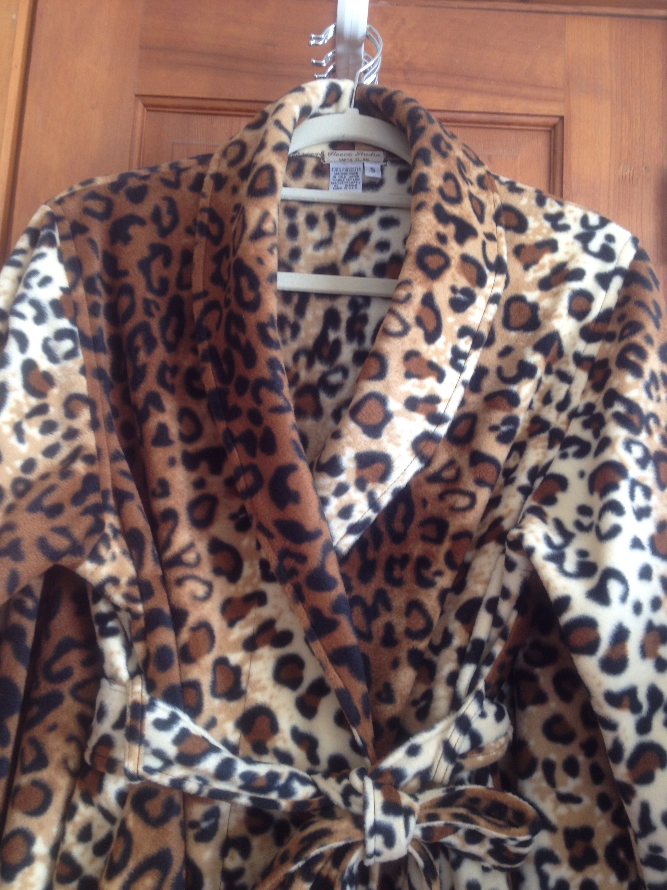Fleece Bathrobe in Cheetah Print Long Robe Women's Robe Etsy