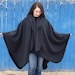 Black Fleece Ruana With Hood, Warm and Soft Fleece Ruana With Hood, Two ...