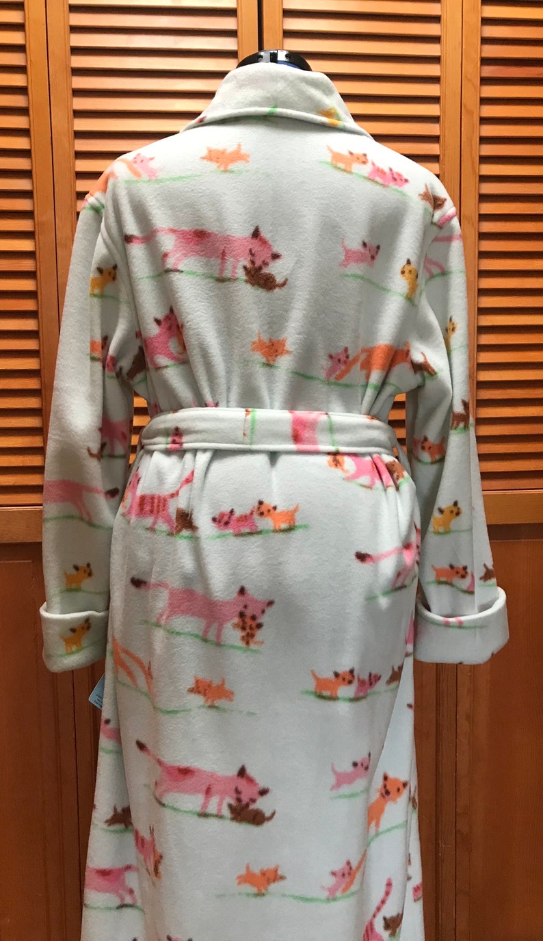 Fleece Bathrobe, Kitten Parade Print, Gifts for Cat Lovers, Long Fleece ...