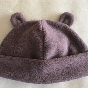 Fleece Bear Ears hat, Sizes for infants, kids & adults, Black, Charcoal Grey, Light Pink, Red, Brown, soft, Washable, adjustable cuff image 7