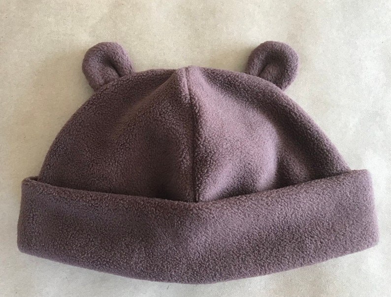 Fleece Bear Ears hat, Sizes for infants, kids & adults, Black, Charcoal Grey, Light Pink, Red, Brown, soft, Washable, adjustable cuff image 7